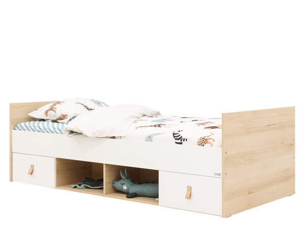 Funktionsbett 90x200 Jort Weiß/Natur