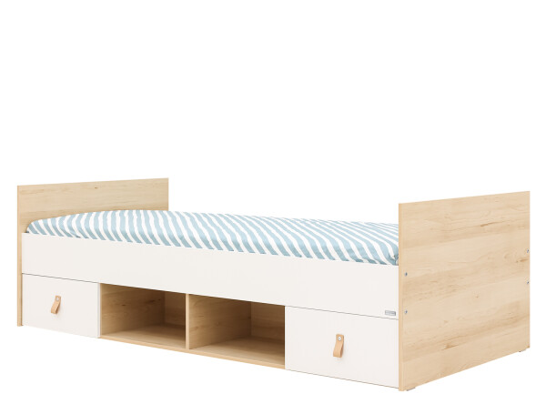 Funktionsbett 90x200 Jort Weiß/Natur