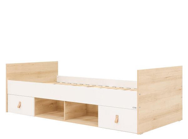Funktionsbett 90x200 Jort Weiß/Natur