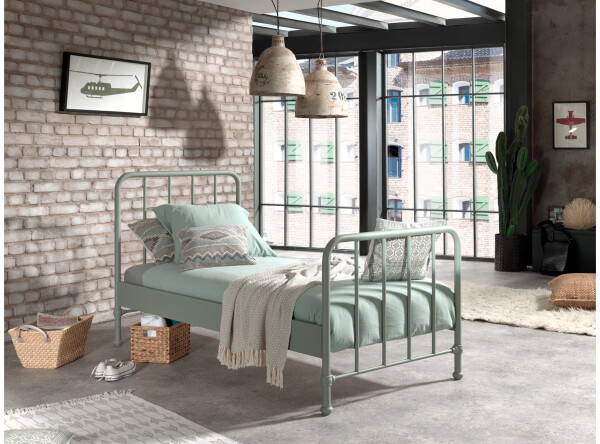 Bronxx bed matt olive green 90x200cm