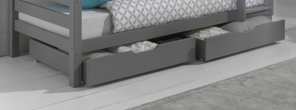 Bettschubladen set auf rollen grau, bestehend aus zwei schubladen
