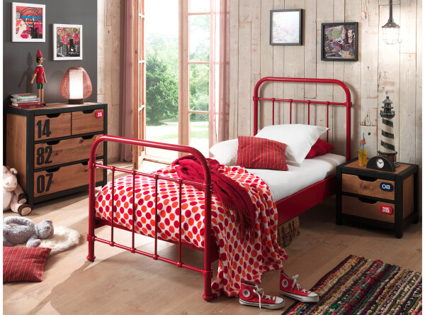 New york bed 90x200cm rood