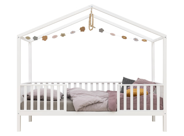 Lit maison 90x200 avec pieds Robin Blanc