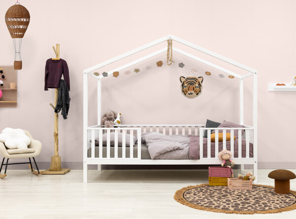 Lit maison 90x200 avec pieds Robin Blanc