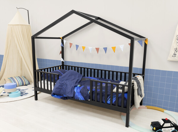 House bed 90x200 with legs Robin Matt Black