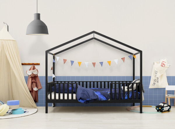 House bed 90x200 with legs Robin Matt Black