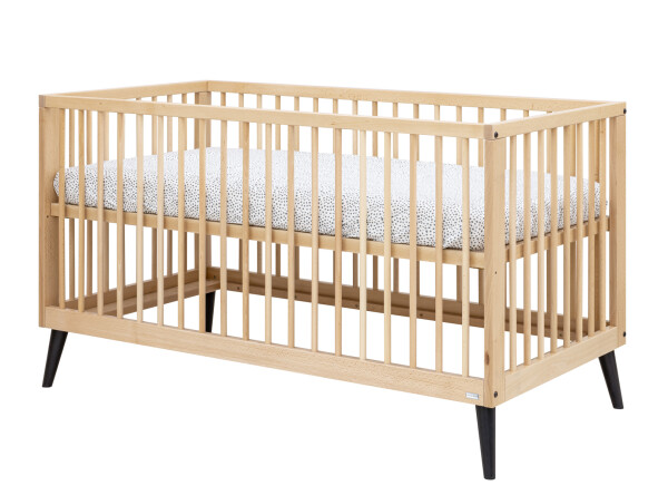 Fay 2 piece nursery furniture set with bench bed Natural/Matt Black