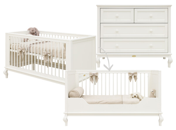 Juliette 2 piece nursery furniture set with bench bed Off White
