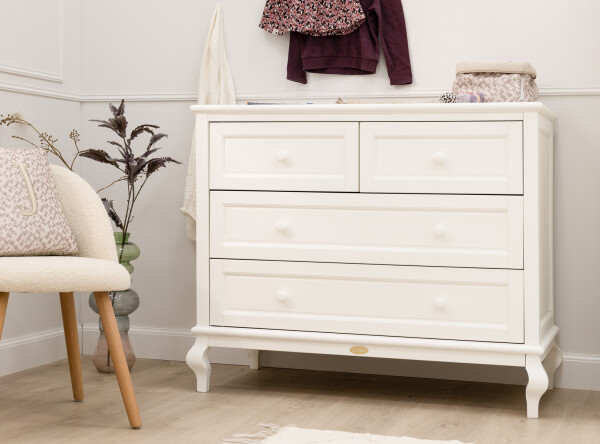 Juliette 2 piece nursery furniture set with bench bed Off White