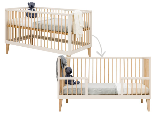 Amira 2 piece nursery furniture set with bench bed Dune/Natural