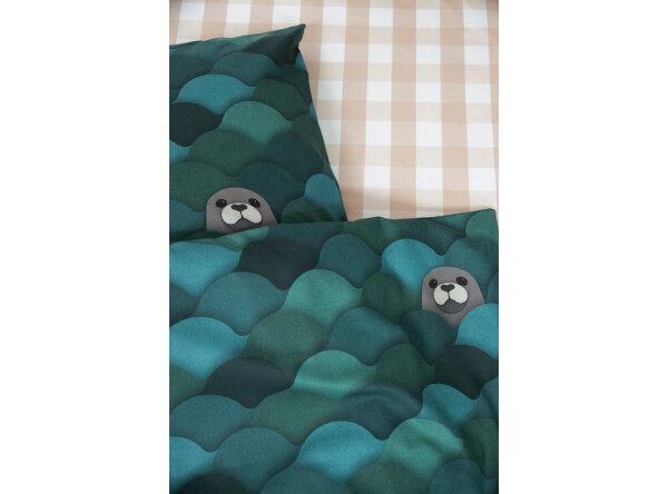 Fitted sheet 90x200 plaid nude