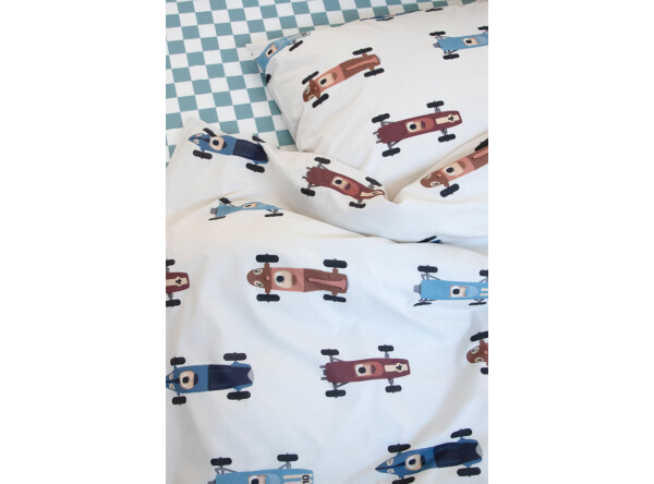 Fitted sheet 90x200 cubes stone blue