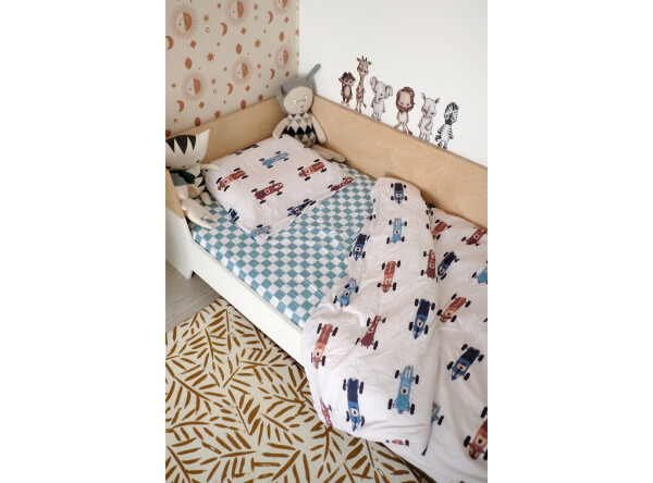 Fitted sheet 90x200 cubes stone blue
