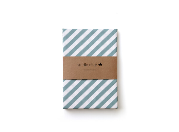 Fitted sheet 90x200 stripes stone blue