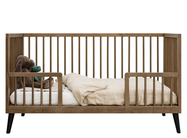 Zara 3 piece nursery furniture set with bench bed Walnut/Matt Black