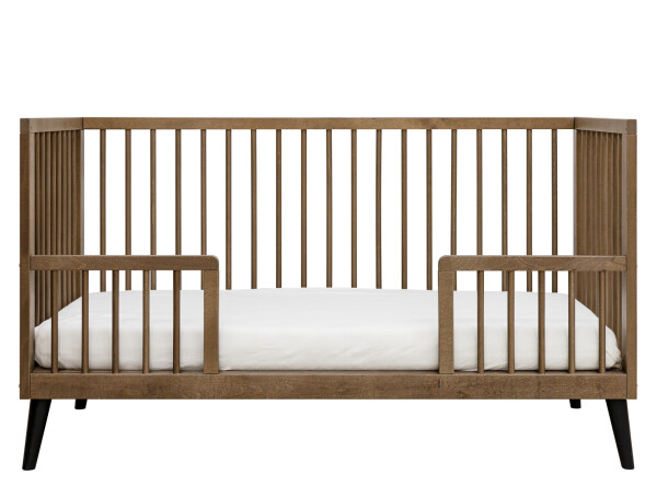 Zara 3 piece nursery furniture set with bench bed Walnut/Matt Black