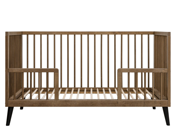 Zara 3 piece nursery furniture set with bench bed Walnut/Matt Black