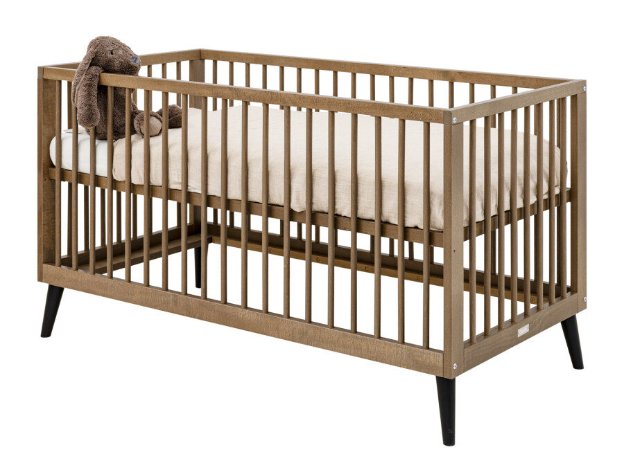 Bopita Zara 2 piece nursery furniture set with bench bed Walnut Matt B Bopita