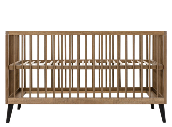 Zara 2 piece nursery furniture set with bench bed Walnut/Matt Black