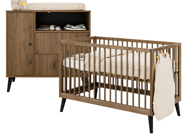 Zara 2-part nursery Walnut/Matt Black