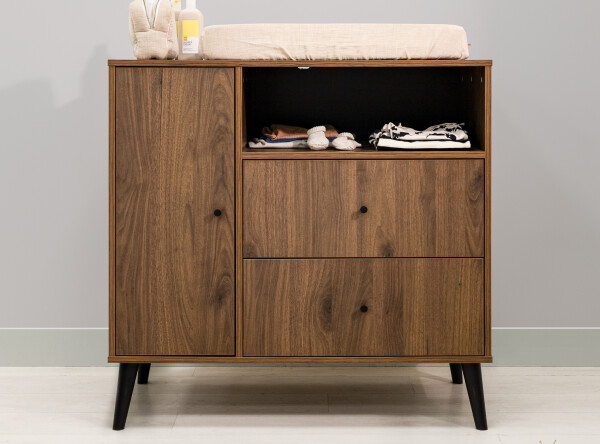 Dresser with 2 drawers/1 door Zara Walnut/Matt Black