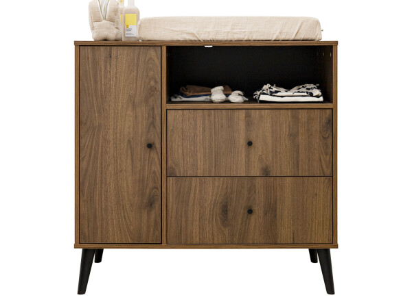 Dresser with 2 drawers/1 door Zara Walnut/Matt Black