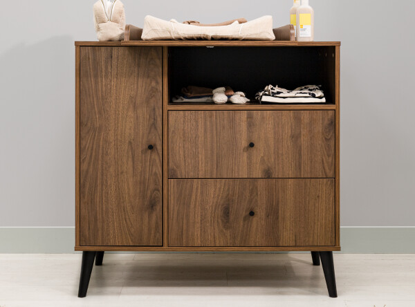 Dresser with 2 drawers/1 door Zara Walnut/Matt Black