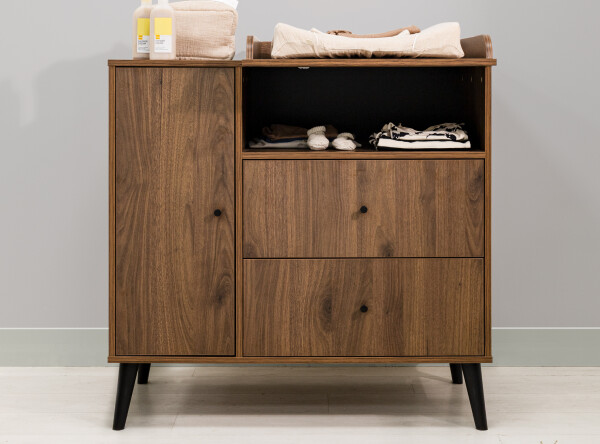 Dresser with 2 drawers/1 door Zara Walnut/Matt Black