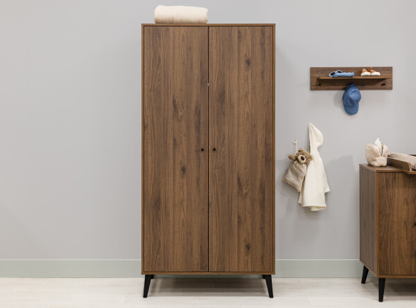 2-door wardrobe Zara Walnut/Matt Black