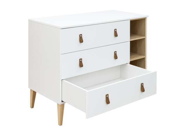Dresser XL with 3 drawers and 3 open shelves Indy White/Natural