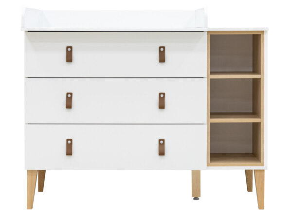 Dresser XL with 3 drawers and 3 open shelves Indy White/Natural