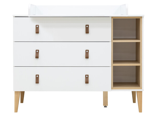 Dresser XL with 3 drawers and 3 open shelves Indy White/Natural