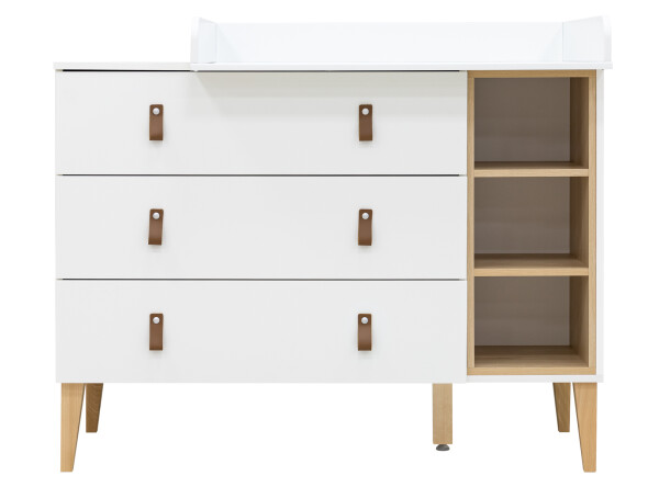 Dresser XL with 3 drawers and 3 open shelves Indy White/Natural