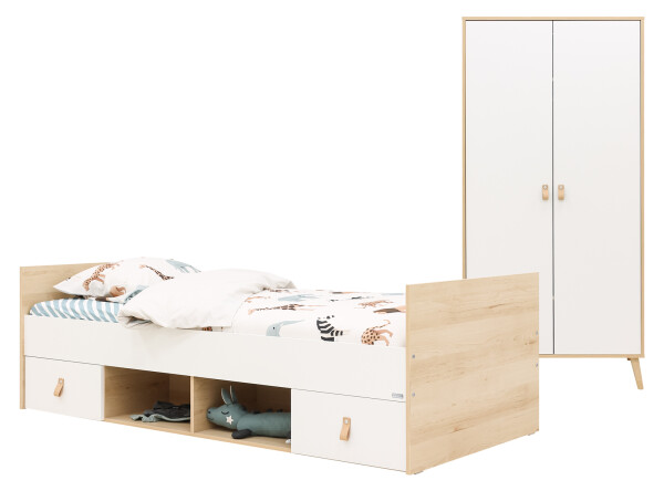 Jort Kinderzimmer 2-teilig Weiß/Natural