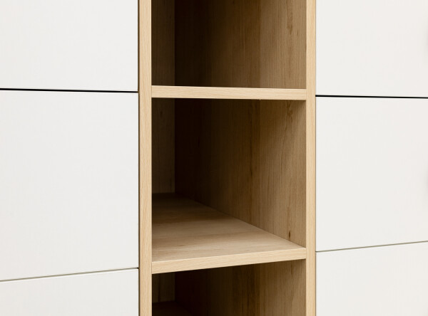 Dresser XL with 6 drawers and 3 open shelves Jort White/Natural