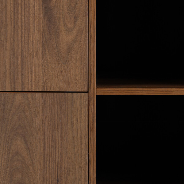 Xl Dresser with 3 drawers/3 open compartments/1 door Zara Walnut/Matt Black