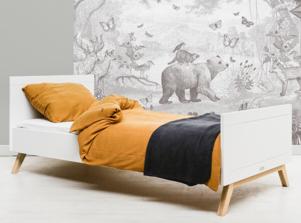 Bed 90x200 Fenna White/Natural