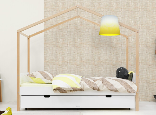 Huisbed 90x200 Liam Wit/Naturel Huisbed 90x200 Liam Wit/Naturel