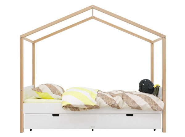 Huisbed 90x200 Liam Wit/Naturel