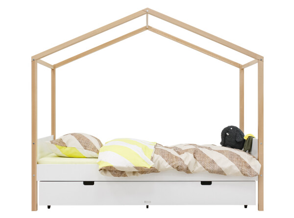 House bed 90x200 Liam White/Natural