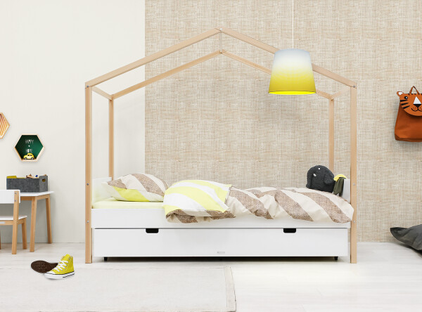 Huisbed 90x200 Liam Wit/Naturel