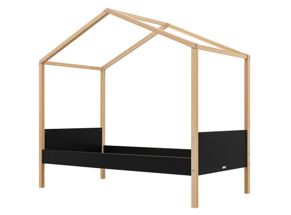 House bed 90x200 Liam Matt Black/Natural