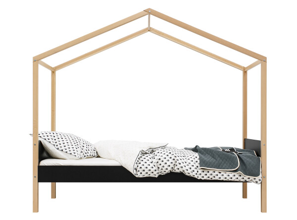 House bed 90x200 Liam Matt Black/Natural