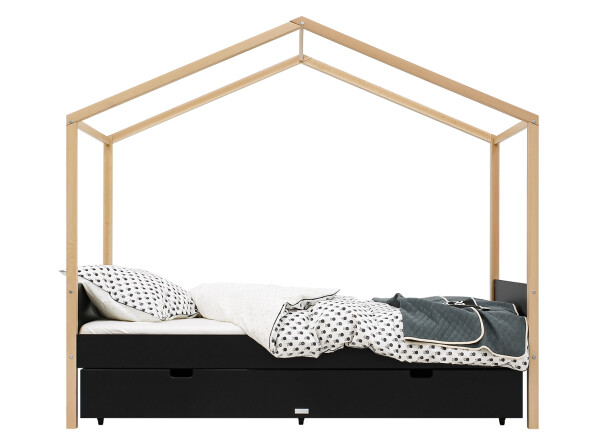 House bed 90x200 Liam Matt Black/Natural