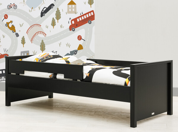 Bed 90x200 incl. 2 protection racks Jonne Matt Black