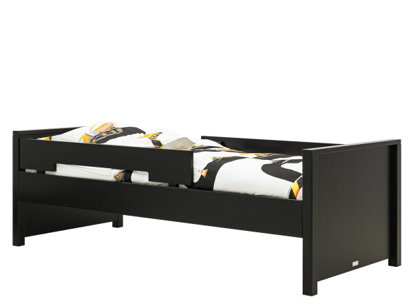 Bed 90x200 incl. 2 protection racks Jonne Matt Black