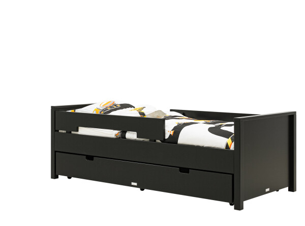 Bed 90x200 incl. 2 protection racks Jonne Matt Black