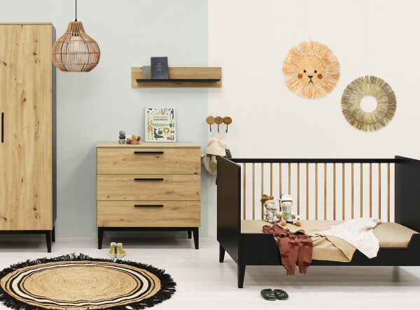 Bench bed 70x140 Xem Matt Black/Oak
