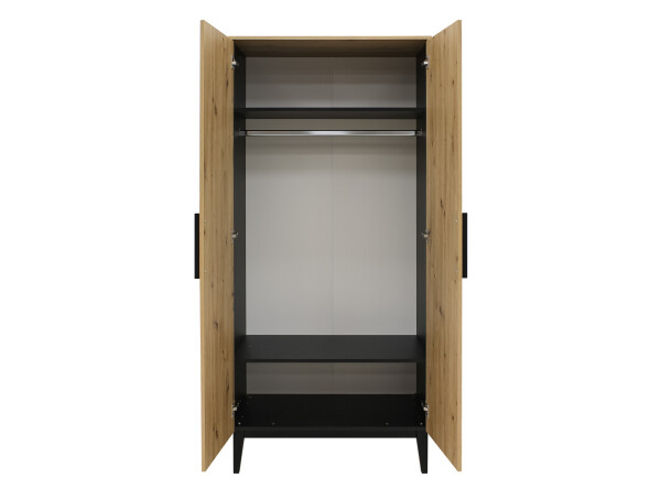 2-door wardrobe Xem Matt Black/Oak