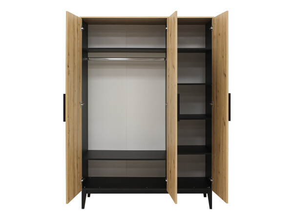 3-door wardrobe Xem Matt Black/Oak
